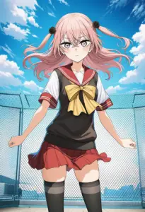 屋上にいる夏服姿の乾紗寿叶