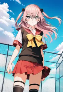 屋上にいる夏服姿の乾紗寿叶