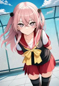 屋上にいる夏服姿の乾紗寿叶