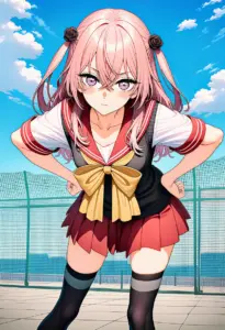 屋上にいる夏服姿の乾紗寿叶