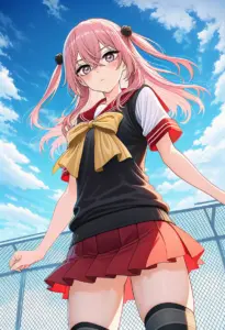 屋上にいる夏服姿の乾紗寿叶