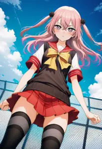 屋上にいる夏服姿の乾紗寿叶