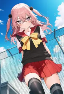 屋上にいる夏服姿の乾紗寿叶