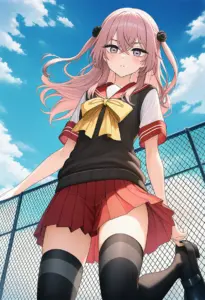 屋上にいる夏服姿の乾紗寿叶