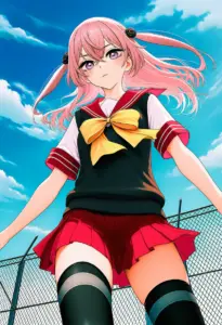 屋上にいる夏服姿の乾紗寿叶