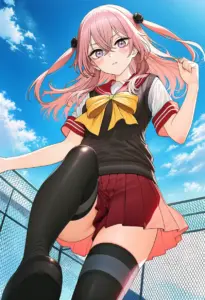 屋上にいる夏服姿の乾紗寿叶
