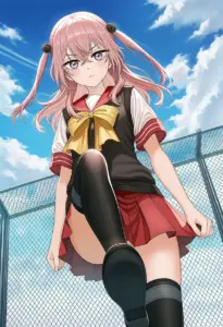 屋上にいる夏服姿の乾紗寿叶