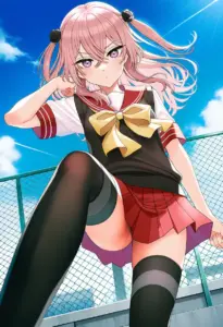 屋上にいる夏服姿の乾紗寿叶