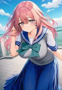 屋上にいる夏服姿の乾心寿