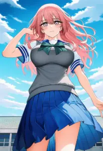 屋上にいる夏服姿の乾心寿