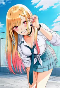 屋上にいる夏服姿の喜多川海夢