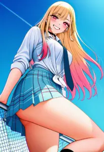 屋上にいる夏服姿の喜多川海夢