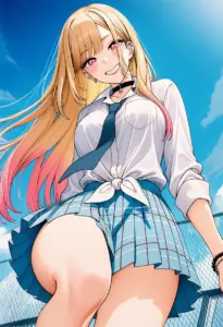 屋上にいる夏服姿の喜多川海夢