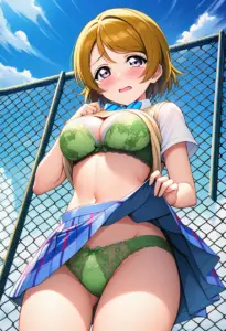 屋上で下着を露出させられる夏服姿の小泉花陽