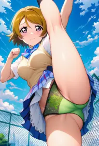屋上にいる夏服姿の小泉花陽のパンチラ