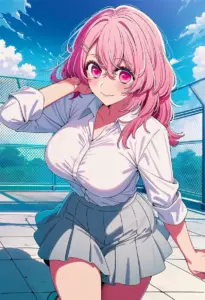屋上にいる制服姿の寿みなみ