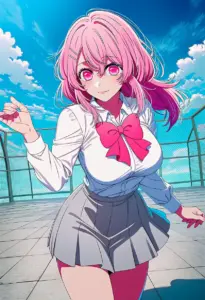 屋上にいる制服姿の寿みなみ