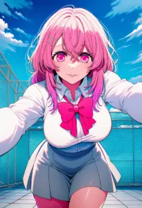 屋上にいる制服姿の寿みなみ