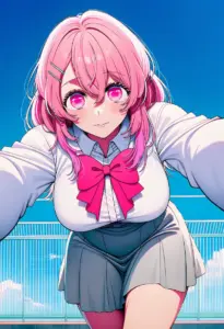 屋上にいる制服姿の寿みなみ