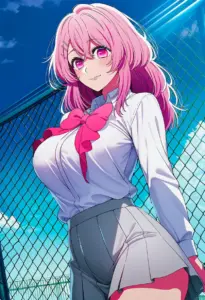 屋上にいる制服姿の寿みなみ