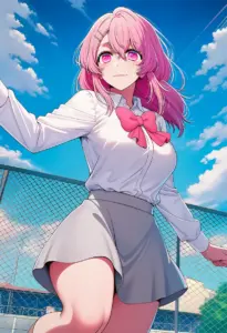 屋上にいる制服姿の寿みなみ