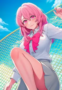 屋上にいる制服姿の寿みなみ