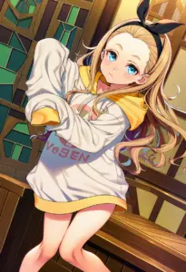 カフェ店内にいる私服姿のクルミ