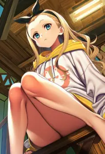 カフェ店内にいる私服姿のクルミ