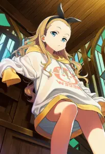 カフェ店内にいる私服姿のクルミ