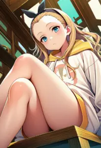 カフェ店内にいる私服姿のクルミ
