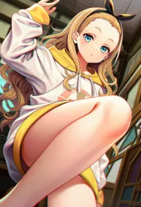 カフェ店内にいる私服姿のクルミ