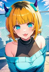 屋上にいる私服姿のMEMちょ、バストアップ
