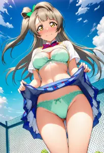 屋上で下着を露出させられる夏服姿の南ことり