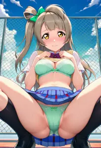 屋上で下着を露出させられる夏服姿の南ことり