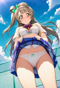 屋上で下着を露出させられる夏服姿の南ことり