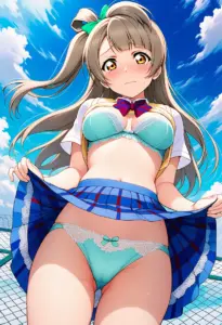 屋上で下着を露出させられる夏服姿の南ことり