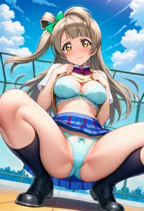 屋上で下着を露出させられる夏服姿の南ことり