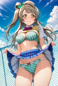 屋上で下着を露出させられる夏服姿の南ことり