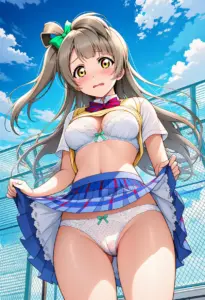 屋上で下着を露出させられる夏服姿の南ことり