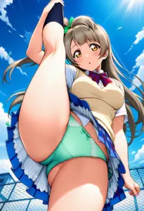 屋上にいる夏服姿の南ことりのパンチラ