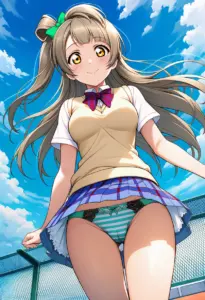 屋上にいる夏服姿の南ことりのパンチラ