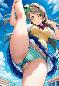 屋上にいる夏服姿の南ことりのパンチラ
