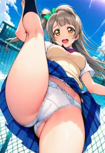 屋上にいる夏服姿の南ことりのパンチラ