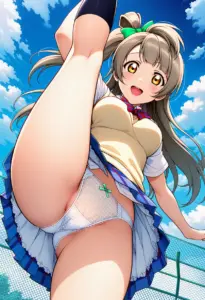 屋上にいる夏服姿の南ことりのパンチラ
