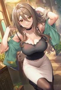カフェ店内にいる私服姿の中原ミズキ
