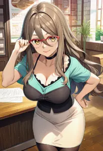 カフェ店内にいる私服姿の中原ミズキ