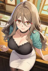 カフェ店内にいる私服姿の中原ミズキ