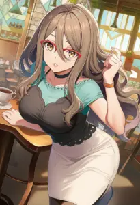 カフェ店内にいる私服姿の中原ミズキ