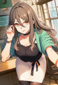 カフェ店内にいる私服姿の中原ミズキ