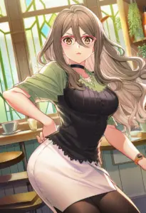 カフェ店内にいる私服姿の中原ミズキ
